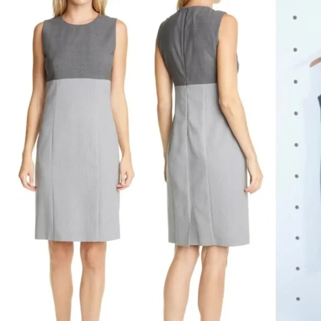 Nwt Hugo Boss Women's Dibena Colorblock Stretch Wool Sheath Dress